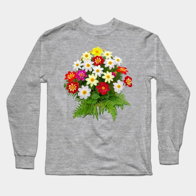 Bunch of Dahlias and Ferns Floral Photo Long Sleeve T-Shirt by ellenhenryart